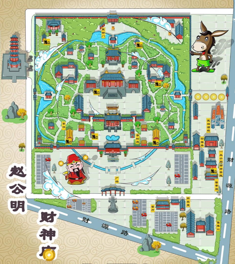 北仑寺庙类手绘地图